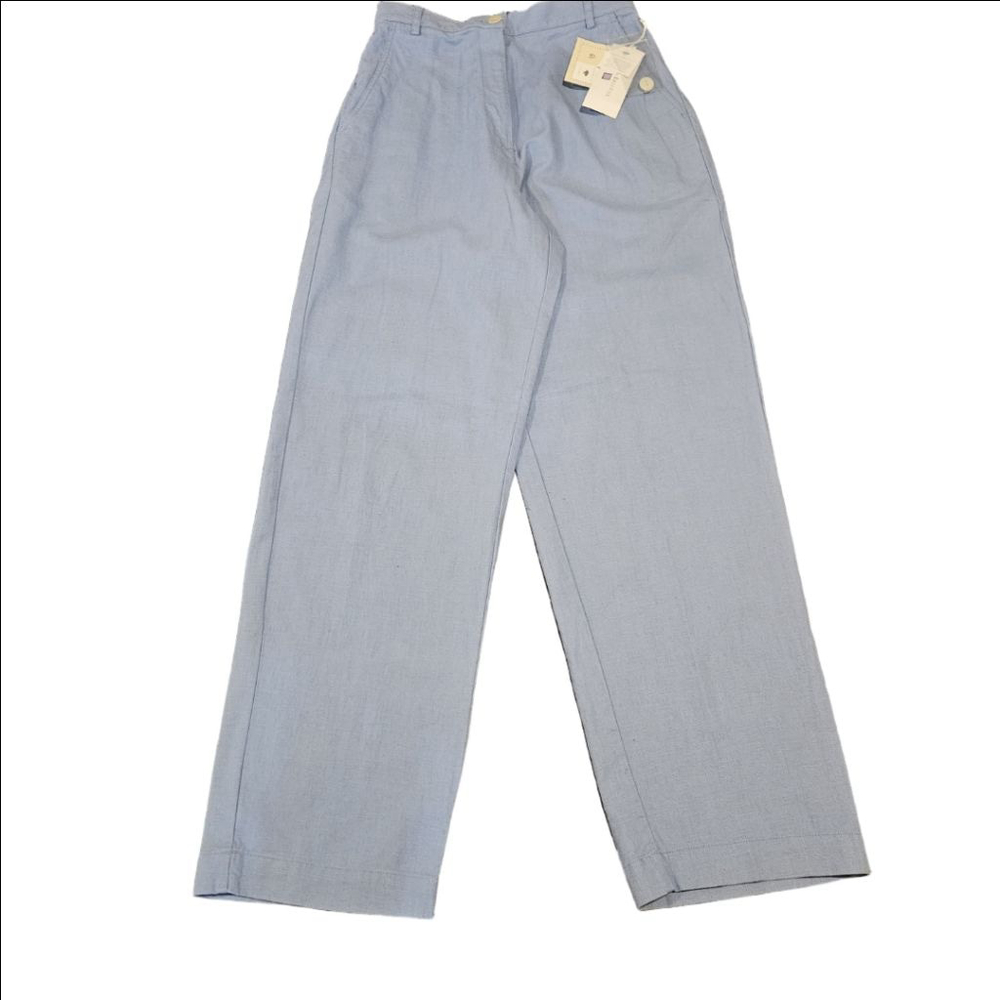 Women's Susan Bristol NWT Blue Linen Blend High-Rise Trousers Size 8